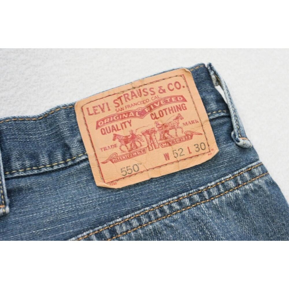 Levi's 550 Relaxed Fit Straight Blue Denim Jeans Rugged Mens Sz‎ 52 x 30